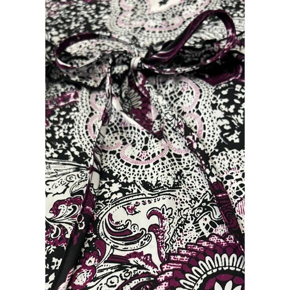 SIGNATURE BY LARRY LEVINE PULL-OVER SCOOP NECK BLOUSE, WOMENS, L, BURGUNDY BLACK - Picture 4 of 12